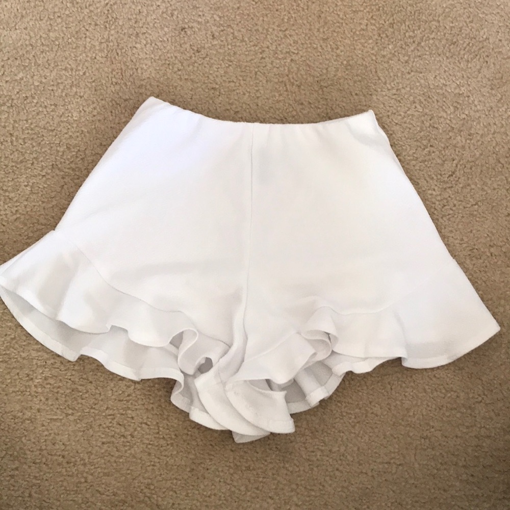 White ruffle shorts